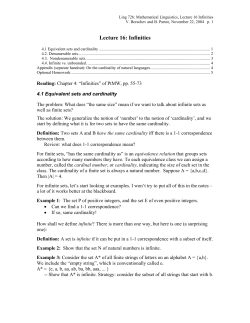 Lecture 16: Infinities