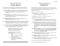 LOCAL RULES ETIQUETTE - Inshalla Country Club