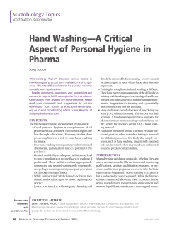 Hand Washing&mdash;A Critical Aspect of Personal Hygiene in Pharma