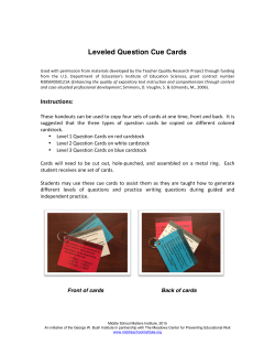 Leveled Question Cue Cards - The Meadows Center for Preventing