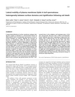 Lateral mobility of plasma membrane lipids in bull spermatozoa