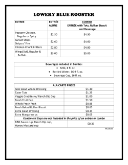 Lowery Freshman Center Menu Options and Pricing