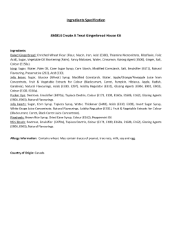 Ingredients Specification #84814 Create A Treat Gingerbread