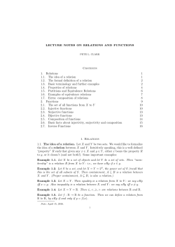 LECTURE NOTES ON RELATIONS AND FUNCTIONS Contents 1