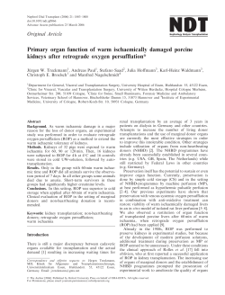 Primary organ function of warm ischaemically