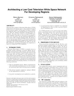 Architecting a Low Cost Television White Space