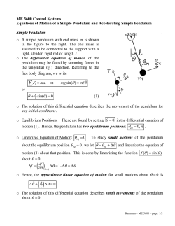 Linearization of Pendulum Equations of Motion