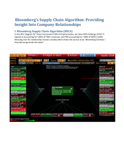 Bloomberg`s Supply Chain Algorithm: Providing Insight Into