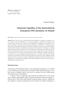 Financial Liquidity of the Horticultural Enterprise PPO Siechnice in