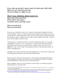 Don`t stop, thinking about tomorrow