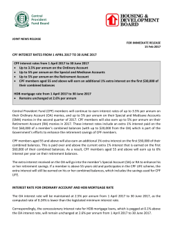 CPF INTEREST RATES FROM 1 APRIL 2017 TO 30 JUNE