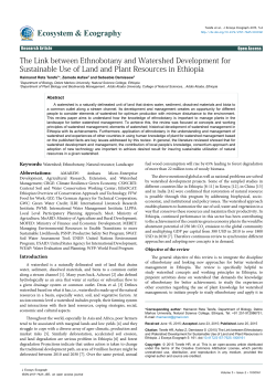 The Link between Ethnobotany and Watershed Development for