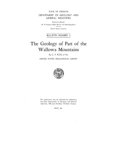 The geology of part of the Wallowa Moun