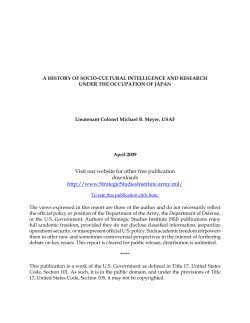 A History of Socio-Cultural Intelligence and Research Under the