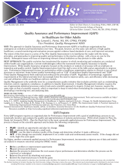 Quality Assurance and Performance Improvement (QAPI) in
