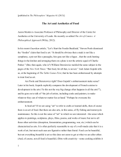 The Aesthetics of Food - University of Warwick