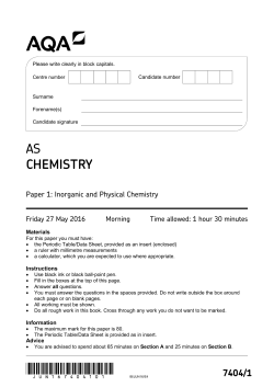 AS Chemistry Question paper Paper 1 June 2016