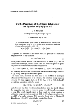 On the Magnitude of the Integer Solutions of the Equation axZ+by2+