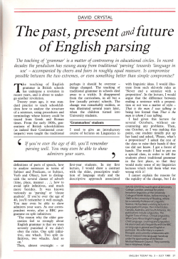 The past) present andfuture of English parsing
