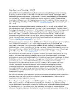 Head, Department of Kinesiology