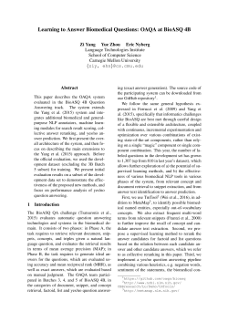 Learning to Answer Biomedical Questions: OAQA at BioASQ 4B