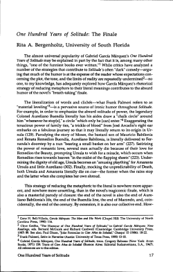 One Hundred Years of Solitude: The Finale Rita A. Bergenholtz