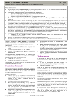 8 TRISOMY 18 &mdash; EDWARDS SYNDROME FACT SHEET 30