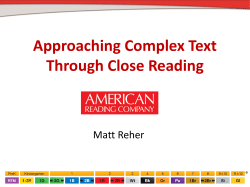 Approaching Complex Text Through Close Reading
