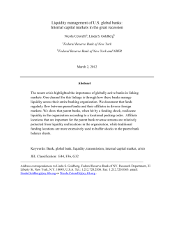 Liquidity management of U.S. global banks: Internal capital markets