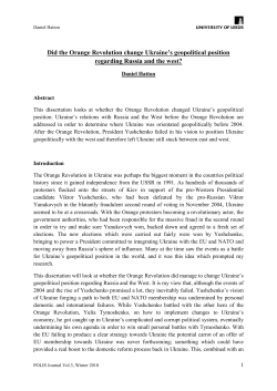 Did the Orange Revolution change Ukraine`s geopolitical position