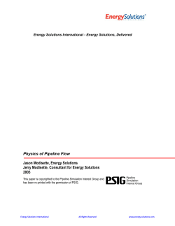 Physics of Pipeline Flow Jason Modisette, Energy