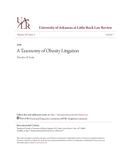 A Taxonomy of Obesity Litigation - Bowen Law Repository