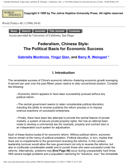 Federalism, Chinese Style - Division of Social Sciences