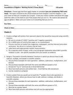Foundations of Algebra: Marking Period 2 Choice Board 150 point