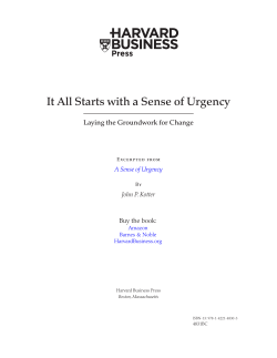 It All Starts with a Sense of Urgency