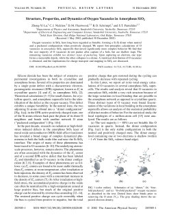 Structure, Properties, and Dynamics of Oxygen Vacancies in