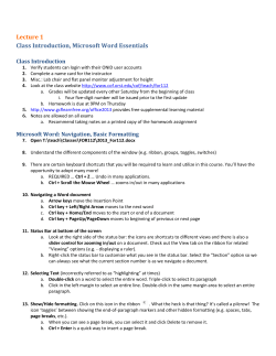 Lecture 1 Class Introduction, Microsoft Word Essentials