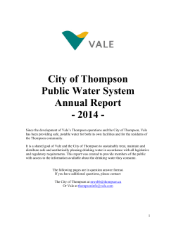 2014 Vale - City of Thompson Annual Water Systems Report