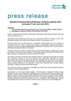 (Pakistan) Limited`s profit for 2013 increases 77 per cent over 2012.