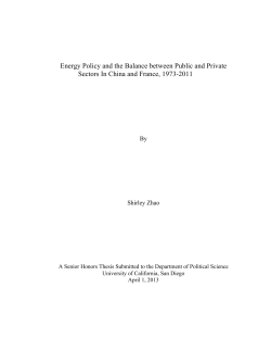 Energy Policy and the Balance between Public and Private Sectors