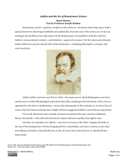 Galileo and the Art of Renaissance Science