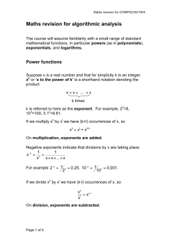 Maths revision for algorithmic analysis