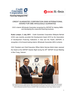 Credit Guarantee Corporation Wins International Award For SME