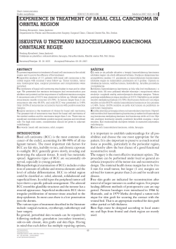 EXPErIENCE IN TrEATmENT OF BASAL CELL CArCINOmA IN