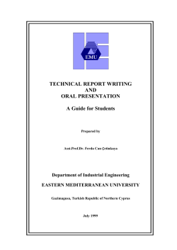 TECHNICAL REPORT WRITING AND ORAL PRESENTATION A