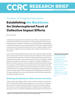 Establishing the Backbone - Community College Research Center