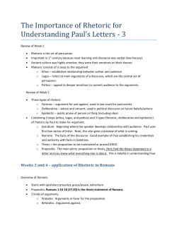 The Importance of Rhetoric for Understanding Paul`s Letters