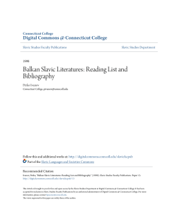 Balkan Slavic Literatures: Reading List and Bibliography