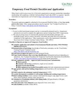 Temporary Food Permit Checklist and Application - AFD
