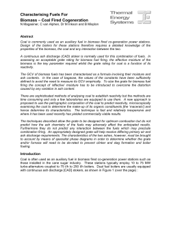 characterising fuels for biomass &ndash; coal fired cogeneration